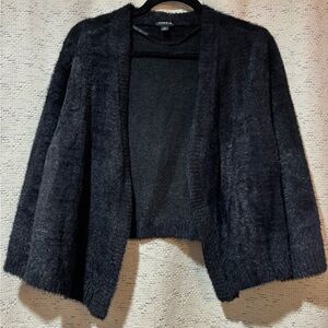 Torrid Black Fuzzy Open-Front Cropped Cardigan Sweater